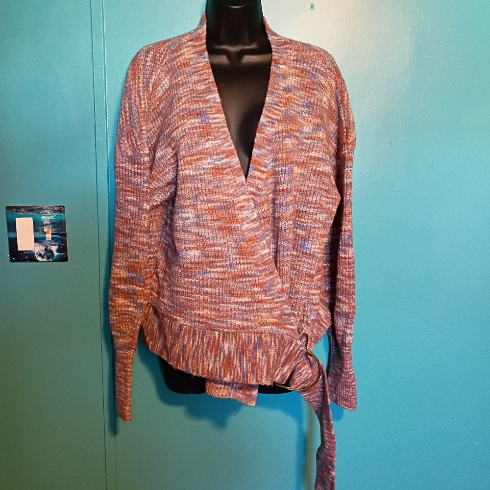 Nine West Purple and Orange Knit Cardigan